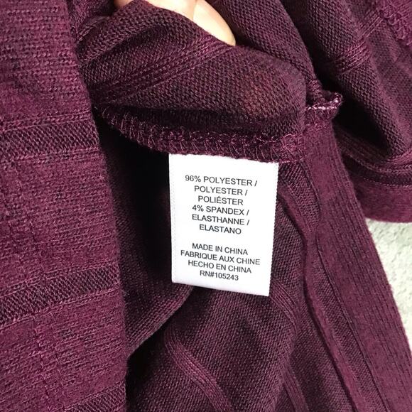 Bobeau Womens Medium Maroon Wide Rib Crew Neck 3/4 Sleeve Side Slit Top NWOT - Picture 7 of 9